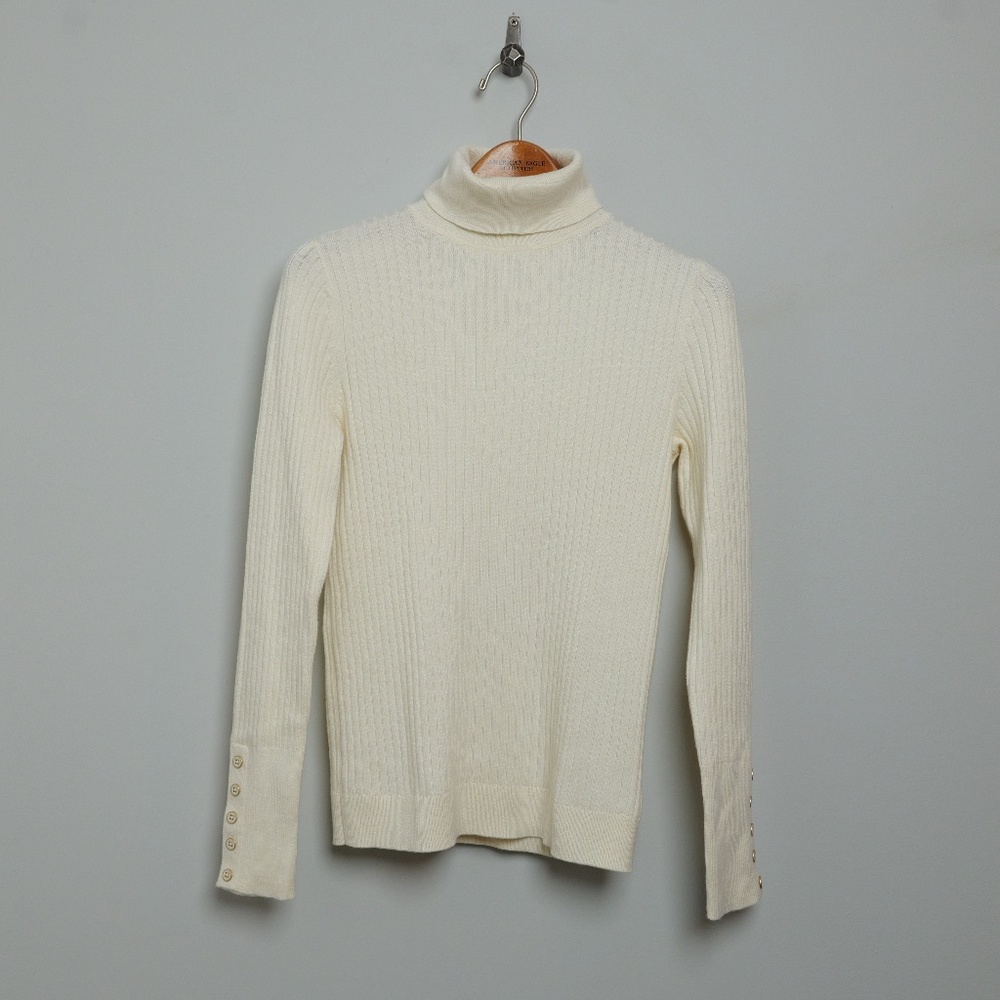 Talbots BUTTON-CUFF RIBBED TURTLENECK SWEATER (NWT)